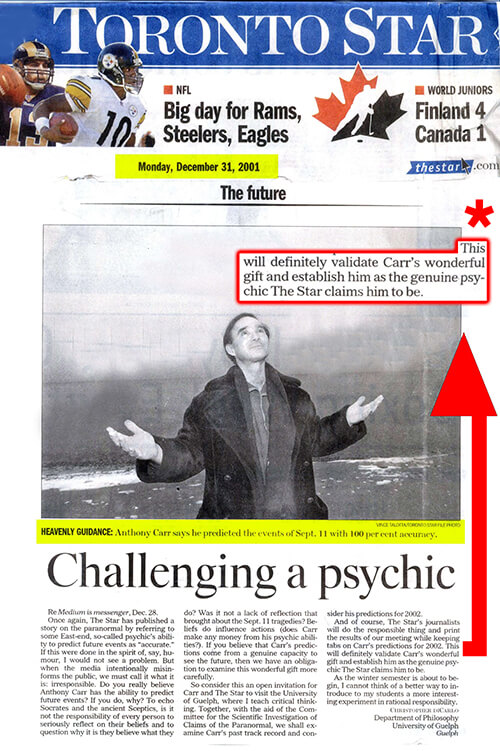 Anthony's 9/11 Prediction in Toronto Star 3